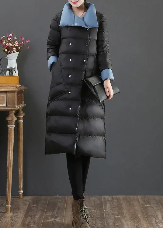 Elegant And Simple New plus size clothing snow jackets Jackets black stand collar pockets down coat winter