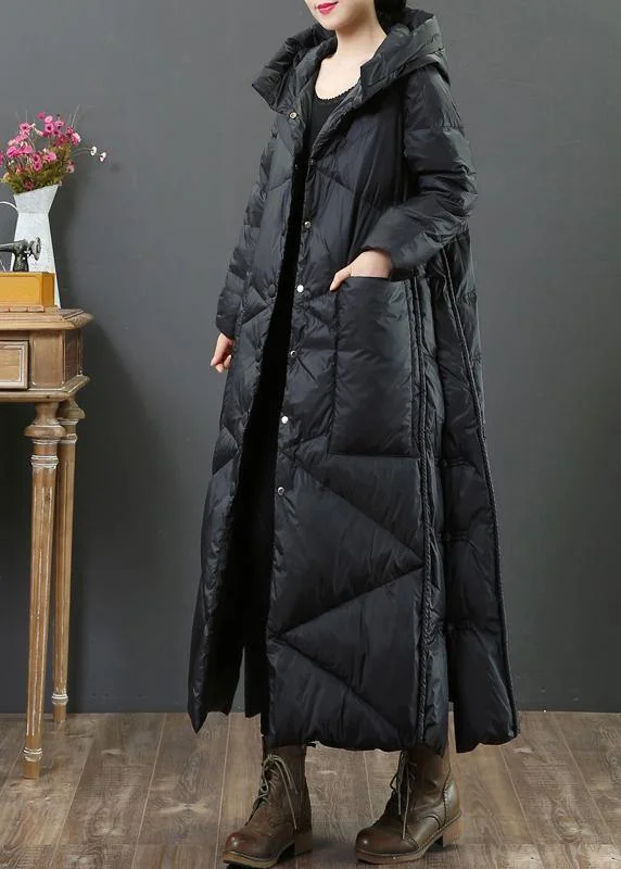 Elegant And Generous Elegant plus size clothing womens parka Jackets black hooded Button Down jacket woman