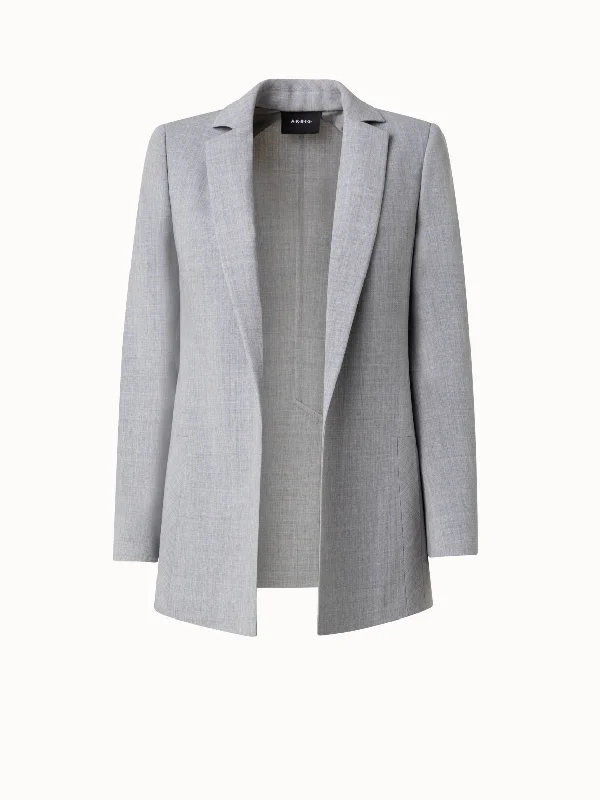 Rock Detail Design Wool Double-Face Blazer with Elongated Lapel