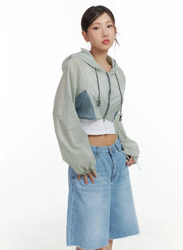 Elegant High Waist Style Activewear Hoodie Crop Jacket CL418