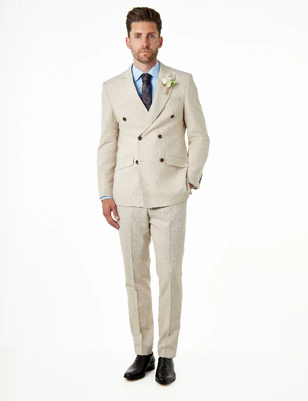 Sports High Waist Style CALIX – Cream Herringbone Double Breasted Tailored Suit