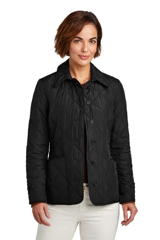 Simple And Generous Style Brooks Brothers Womens Water Resistant Quilted Full Zip Jacket - Deep Black