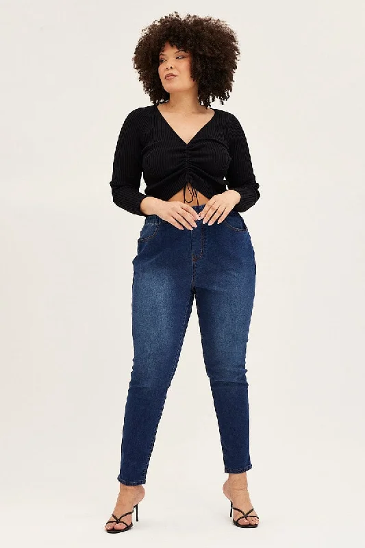 Gorgeous Glitter Feeling Blue Denim Jeggings High Rise