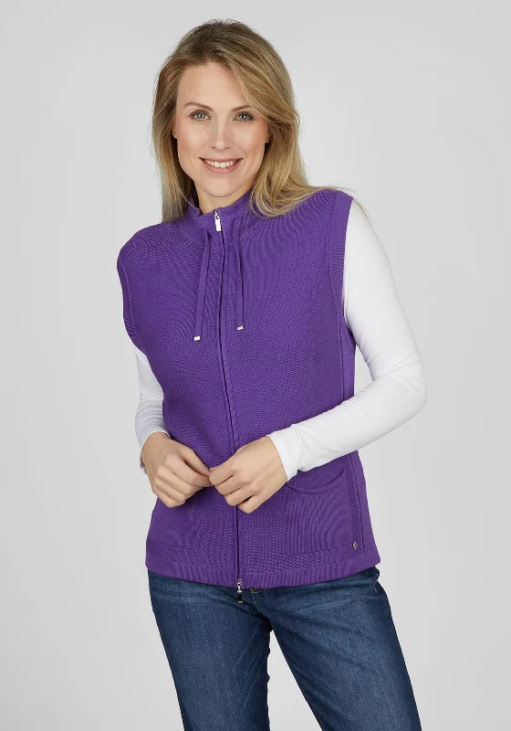 Casual Classic Design Rabe Drawstring Neck Knitted Body Warmer, Violet