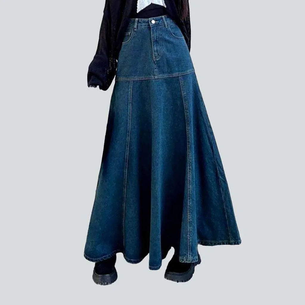 Gorgeous Sequin Style Floor-length flared denim skirt