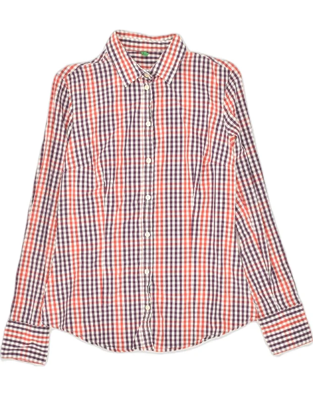 Elegant Lace Style UNITED COLORS OF BENETTON Womens Shirt UK 12 Medium Multicoloured Gingham