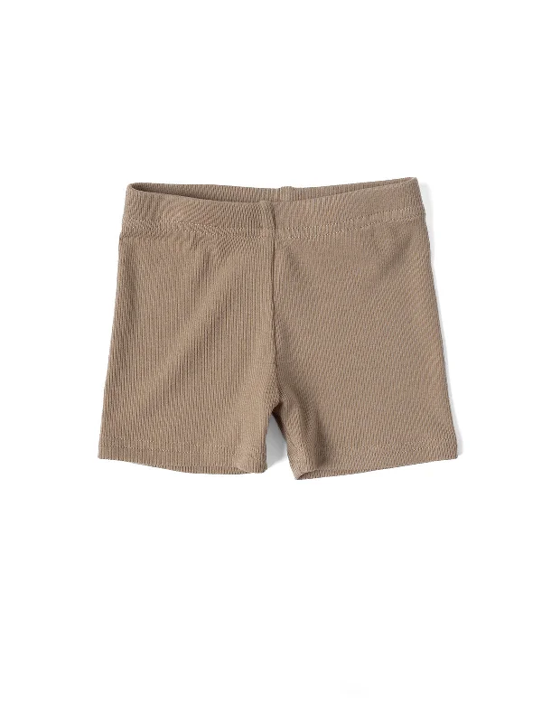 Rock Short Design Ribbed Biker Short - Taupe