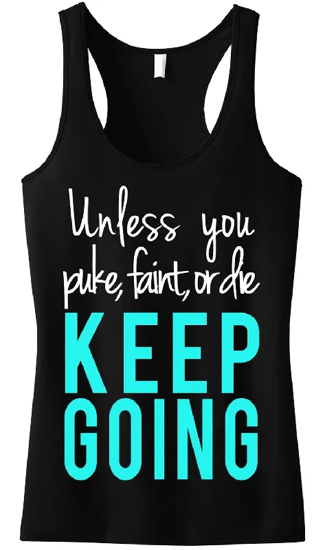 Sports Comfort Style Keep Going Workout Tank Top - Stay Motivated with this Sheer Mini Rib Racerback