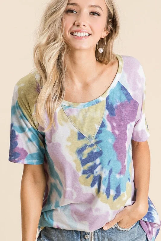 Rock Ripped Design Lavender Blue Tie Dye Top