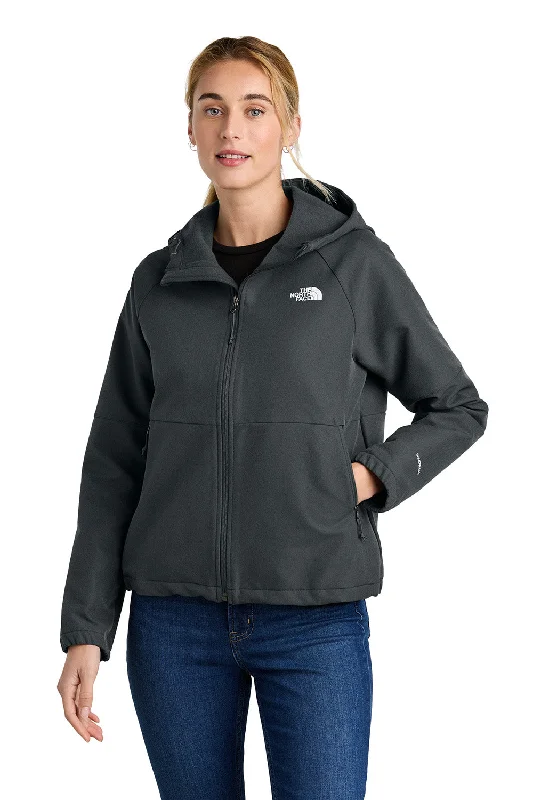 Sports High Waist Style The North Face Womens Barr Lake Water Resistant Soft Shell Full Zip Hooded Jacket - Heahter Dark Asphalt Grey - New