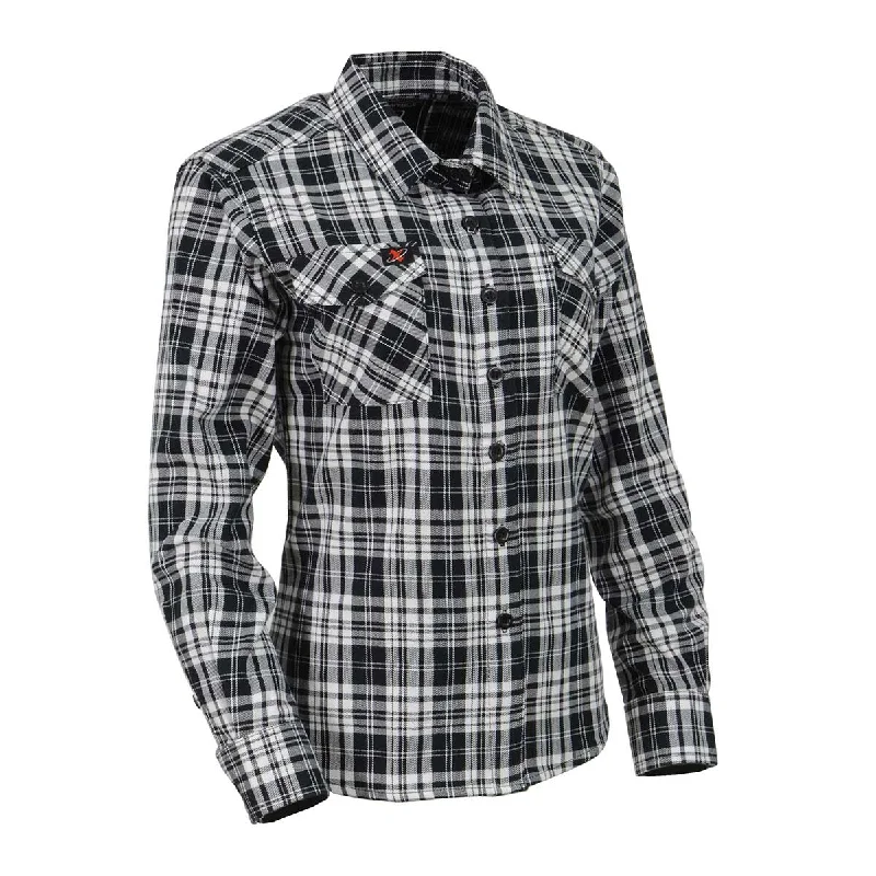 Casual And Relaxed Style Milwaukee Leather MNG21615 Women's Black and White Long Sleeve Cotton Flannel Shirt