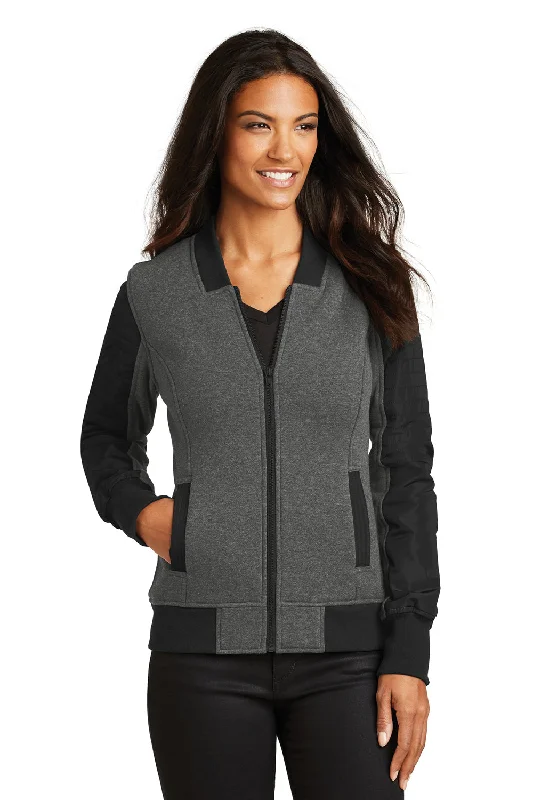 Romantic Chiffon Style Ogio Womens Crossbar Water Resistant Fleece Full Zip Jacket - Heather Blacktop - Closeout