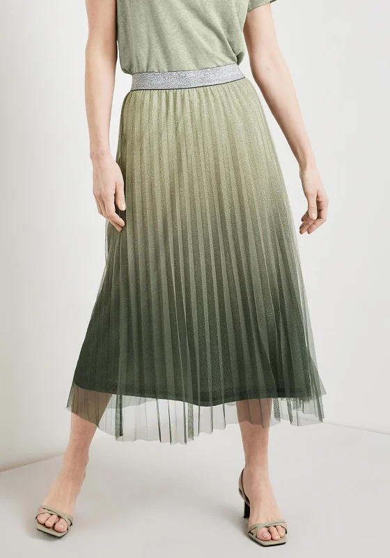 Gorgeous High-End Feeling Gerry Weber Glitter Pleated Midi Skirt, Green