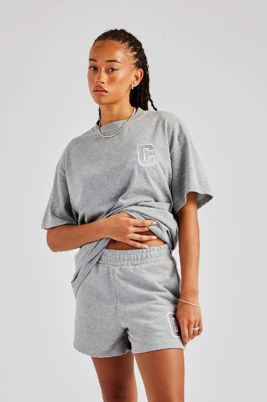 Sports Jumpsuit C Embroidered Short - Grey Marl