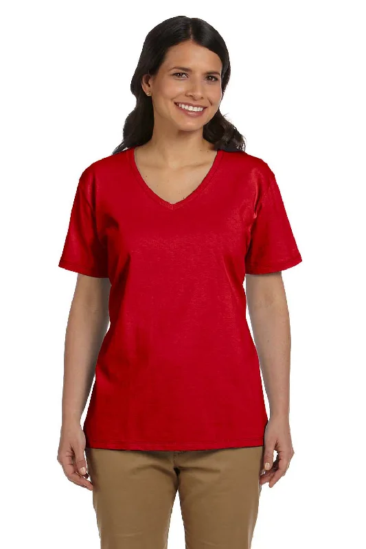 Romantic Lace Skirt Hanes Womens ComfortSoft Short Sleeve V-Neck T-Shirt - Deep Red - Closeout