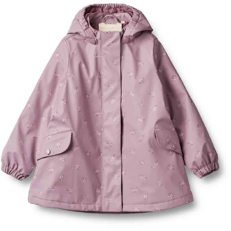 Elegant Temperament Wheat Soft Lilac Flowers Thermo Rain Jacket Rika