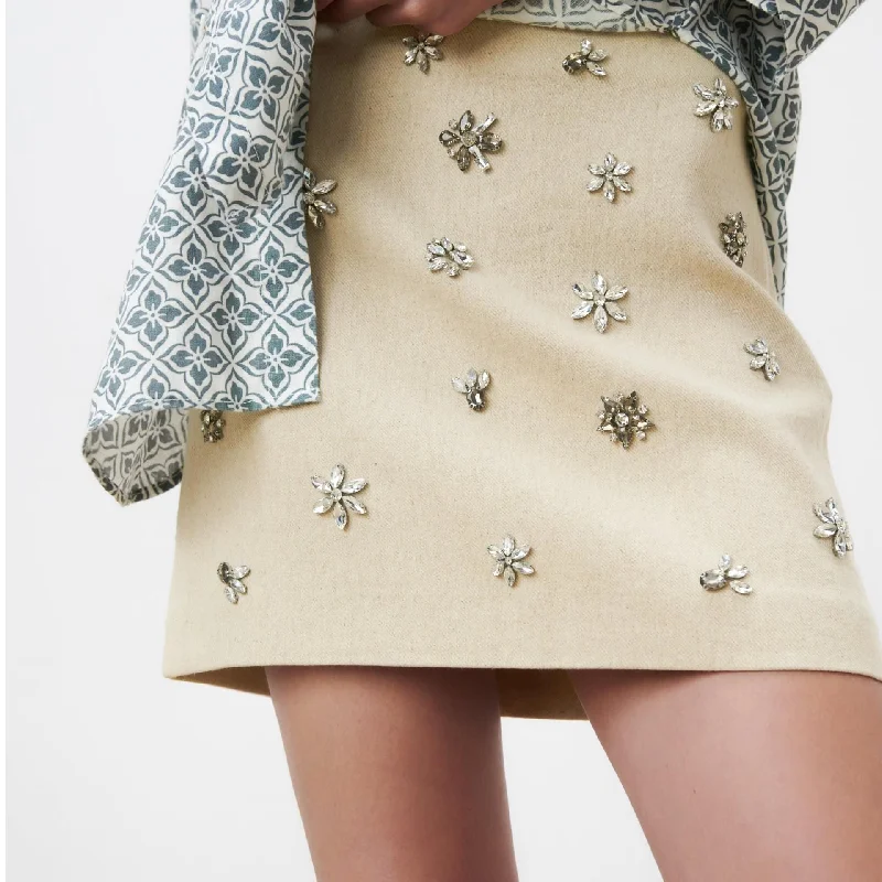 Rock Prints Solid Patchwork Diamonds Casual Mini Skirt