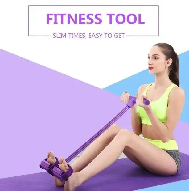 Romantic Off-Shoulder Style Portable Fitness Resistance Band - 4 Tubes & Pedal for Full Body Workout