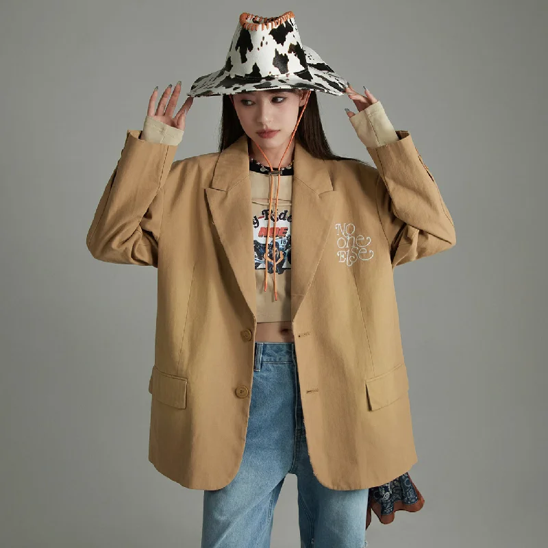 Rock Leather Style Noe Simple Loose Fit Blazer Outer Jacket