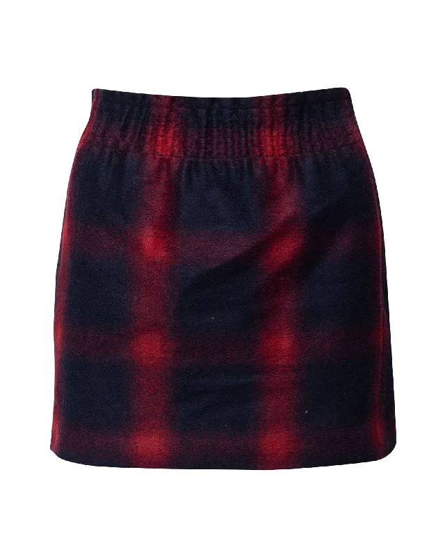 Elegant Small Dress Maje Plaid Mini Skirt in Multicolor Wool