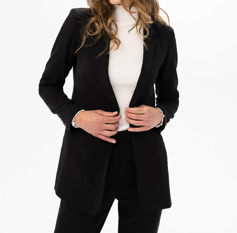 Sports Functional Style Woven Blazer Jacket In Black