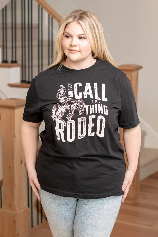 Simple Design Skirt And They Call The Thing Rodeo Graphic Tee - Black