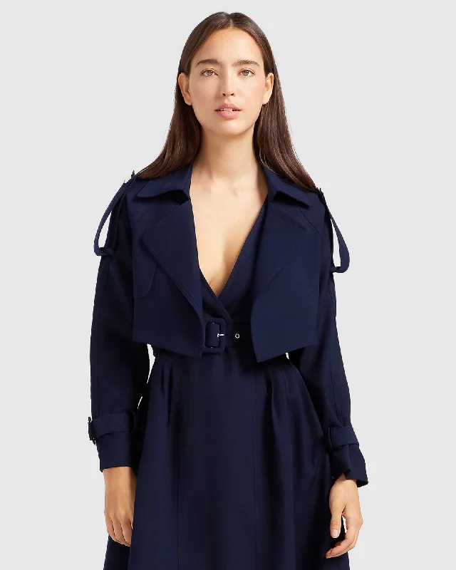 Rock Single T-Shirt Manhattan Cropped Trench - Navy