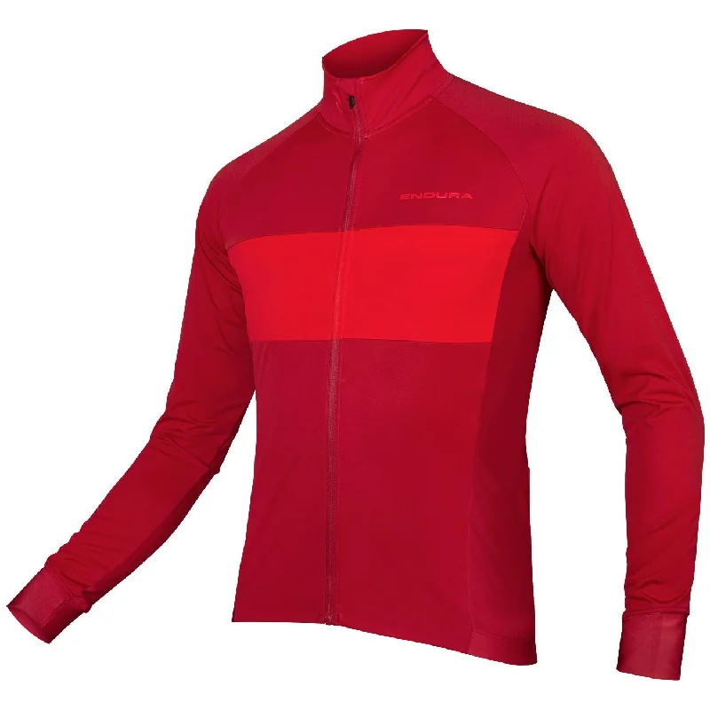 Rock Retro Style Endura FS260-Pro Jetstream II Long Sleeve Mens Cycling Jersey - Red