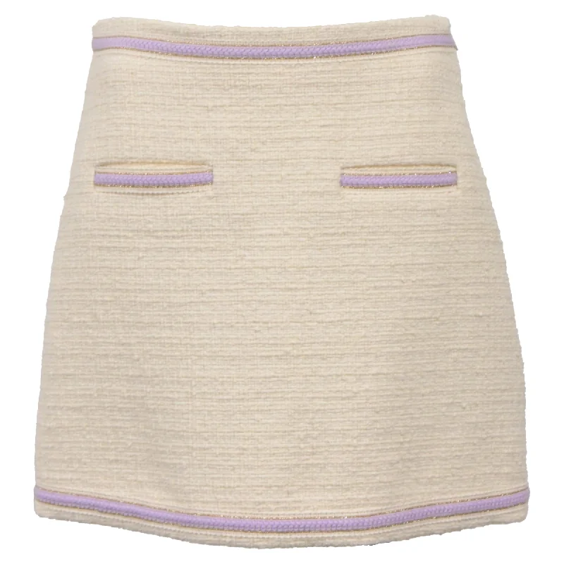 Elegant Temperament Maje Janessa Tweed Mini Skirt in White Cotton