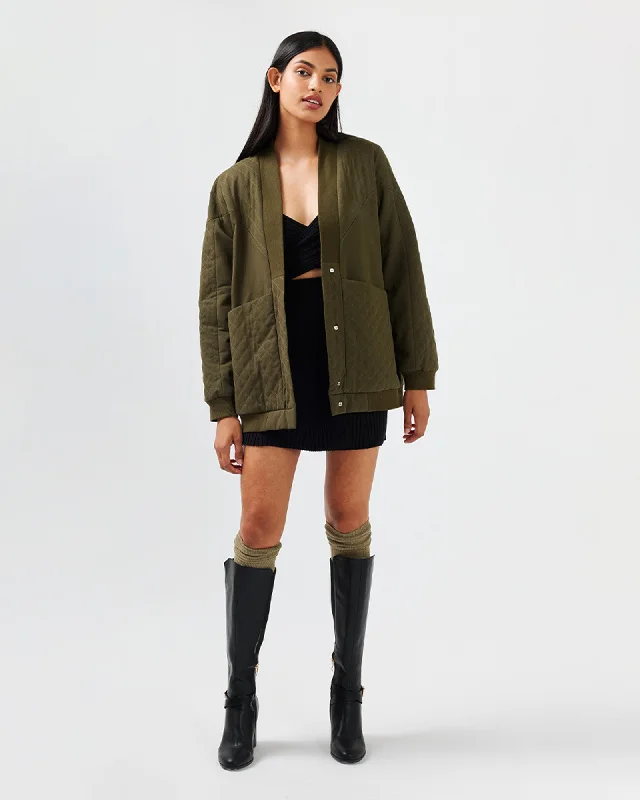 Elegant And Unique Design Over It Quilted Bomber - Military