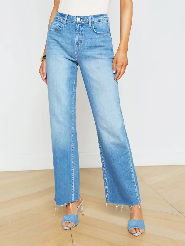 Casual Classic Design Tiana Raw-Hem Wide-Leg Jean In Seneca