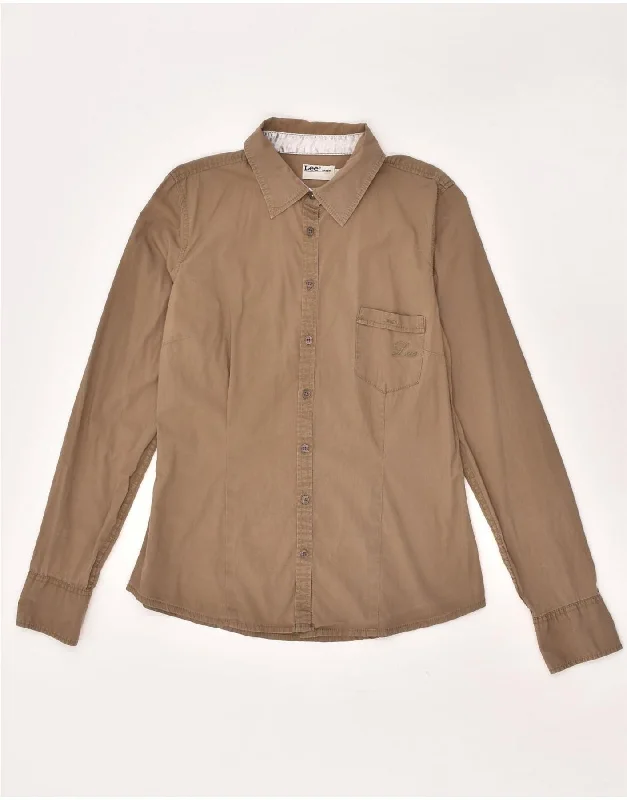 Sports Outdoor Style LEE Womens Shirt UK 14 Medium Brown Cotton