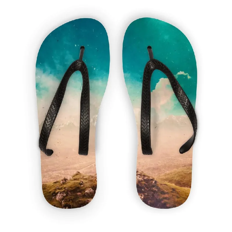 Rock Short Style Custom Printed Adult Flip Flops - Soft Straps, Non-Crumble Foam - EU 37-47