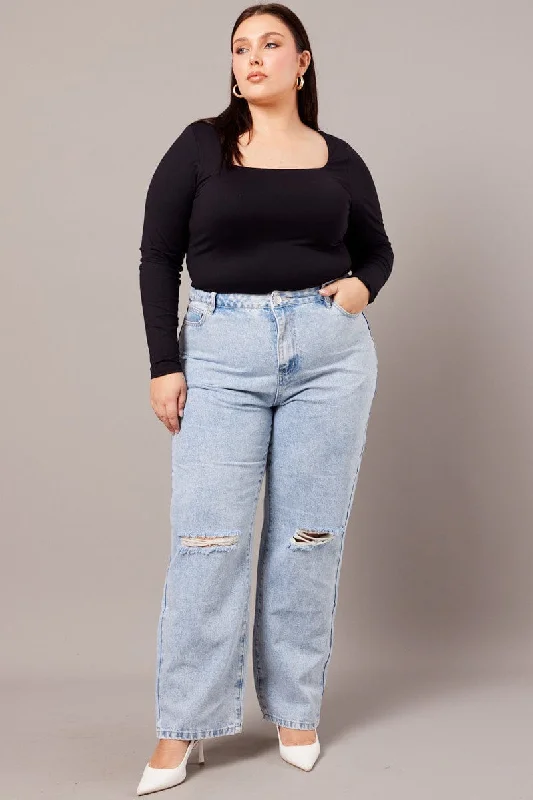 Gorgeous High-End Feeling Denim Mom Jeans High Rise Distressed