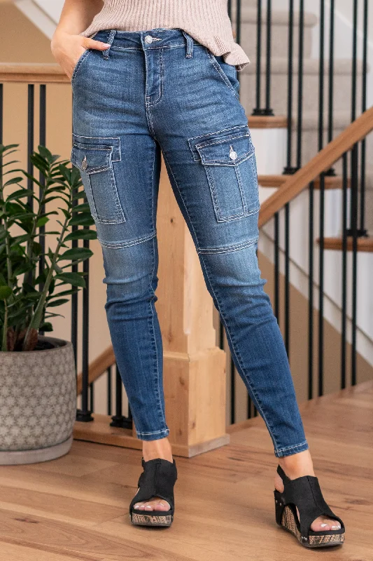 Simple And Comfortable Style Kelly Mid Rise Skinny with Front Patched Pocket