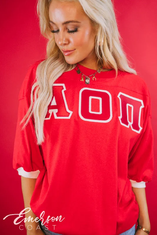 Minimalism Alpha Omicron Pi Red Greek Letter Jersey