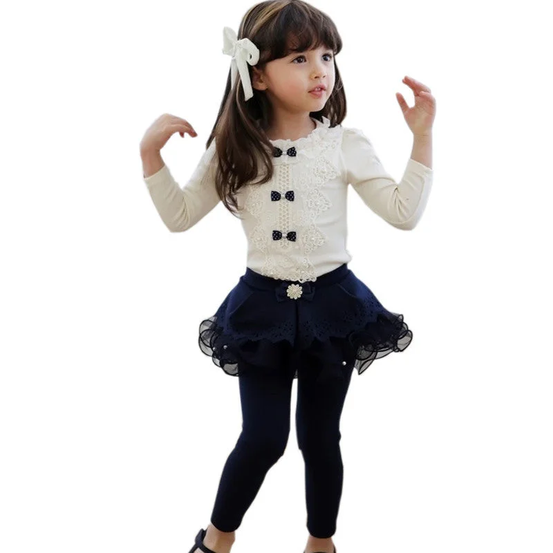 Gorgeous Wedding Style Autumn Kids Children Shirts Solid Cotton Long Sleeve Bow Girl shirts all for kids clothes and accessories Girl Blouse 2-10y