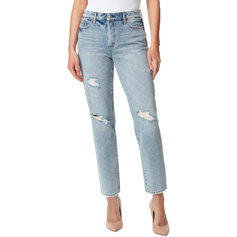 Casual And Relaxed Style Jessica Simpson Womens High Rise Distressed Straight Leg Jeans