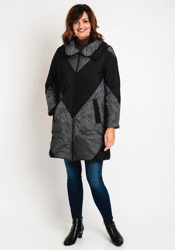 Elegant And Sweet Style Ever Sassy Double Collar Long Padded Coat, Black