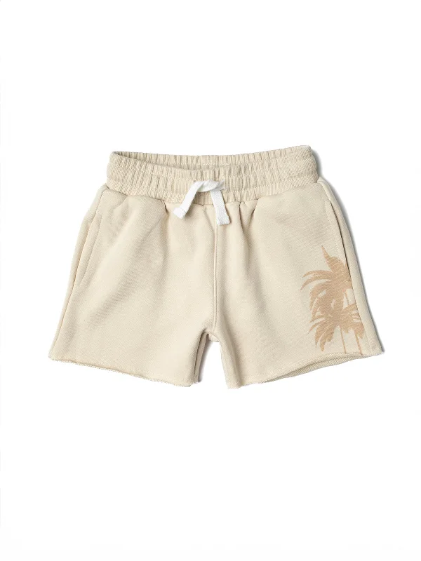 Elegant And Unique Charm Resort Palm Sweatshort - Cream