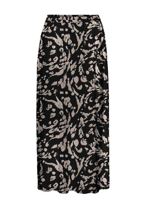 Rock Punk Style Vero Moda Abstract Print Maxi Skirt, Black