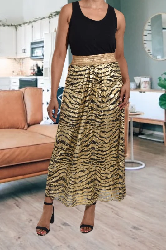 Swing Style Gold And Black Skirt