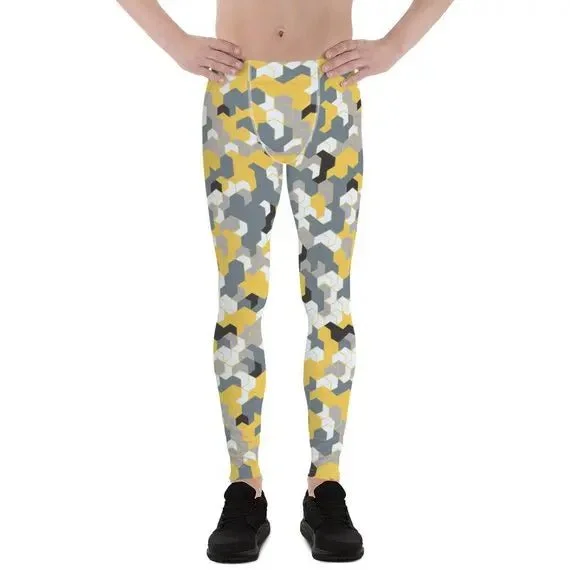 Rock Cool Outfit Men's Yellow Sports Camo Leggings - Moisture-Wicking & Quick-Drying