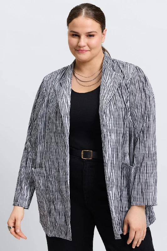 Elegant And Unique Charm Alana Plus Mini Gingham Crinkle Jacket