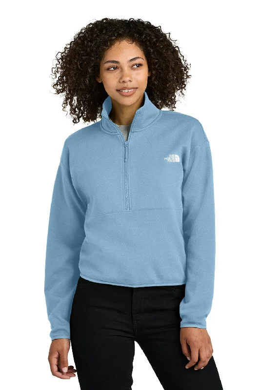 Casual Denim Style The North Face Womens Double Knit 1/4 Zip Fleece Jacket - Steel Blue - New