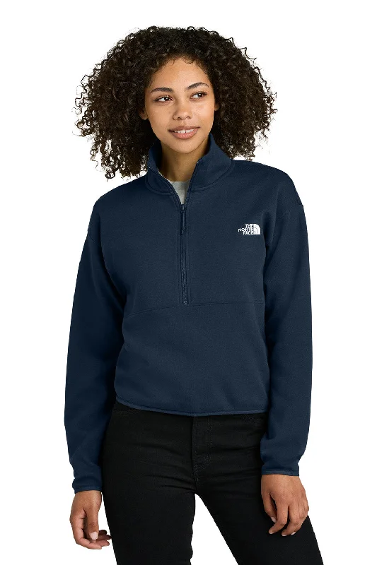 Casual Basic Style The North Face Womens Double Knit 1/4 Zip Fleece Jacket - Summit Navy Blue - New