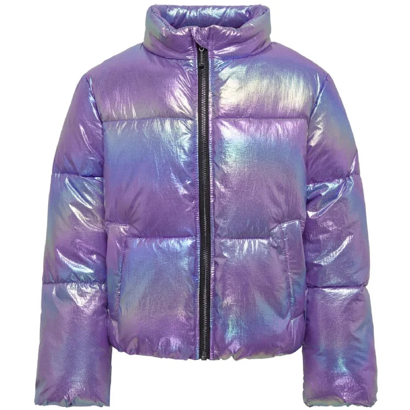 Rock Rivet Design kids ONLY Purple Opulence Celine Metallic Short Puffer Jacket