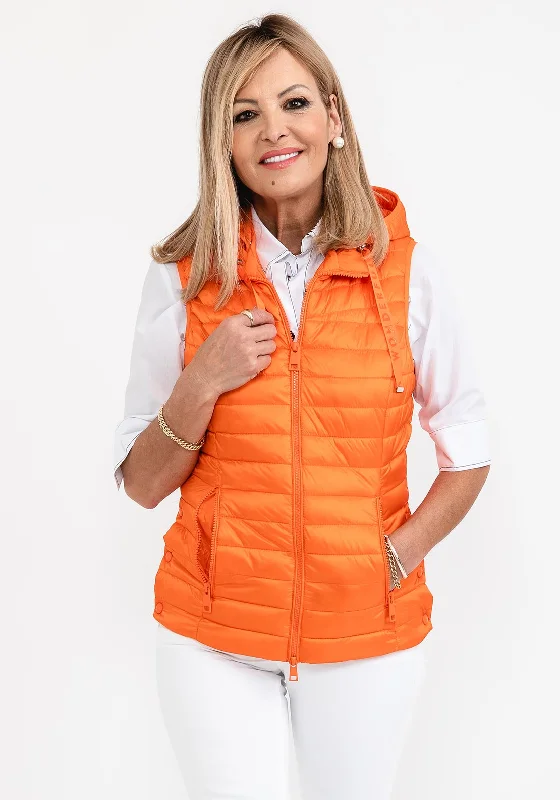 Elegant Wool Coat Barbara Lebek Down Free Quilted Gilet, Orange