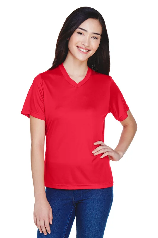 Gorgeous Embroidery Team 365 Womens Zone Performance Moisture Wicking Short Sleeve V-Neck T-Shirt - Red