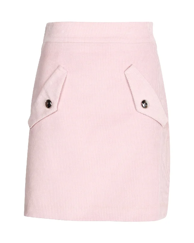 Elegant Wool Coat Maje Jinelle Corduroy Skirt in Pink Cotton